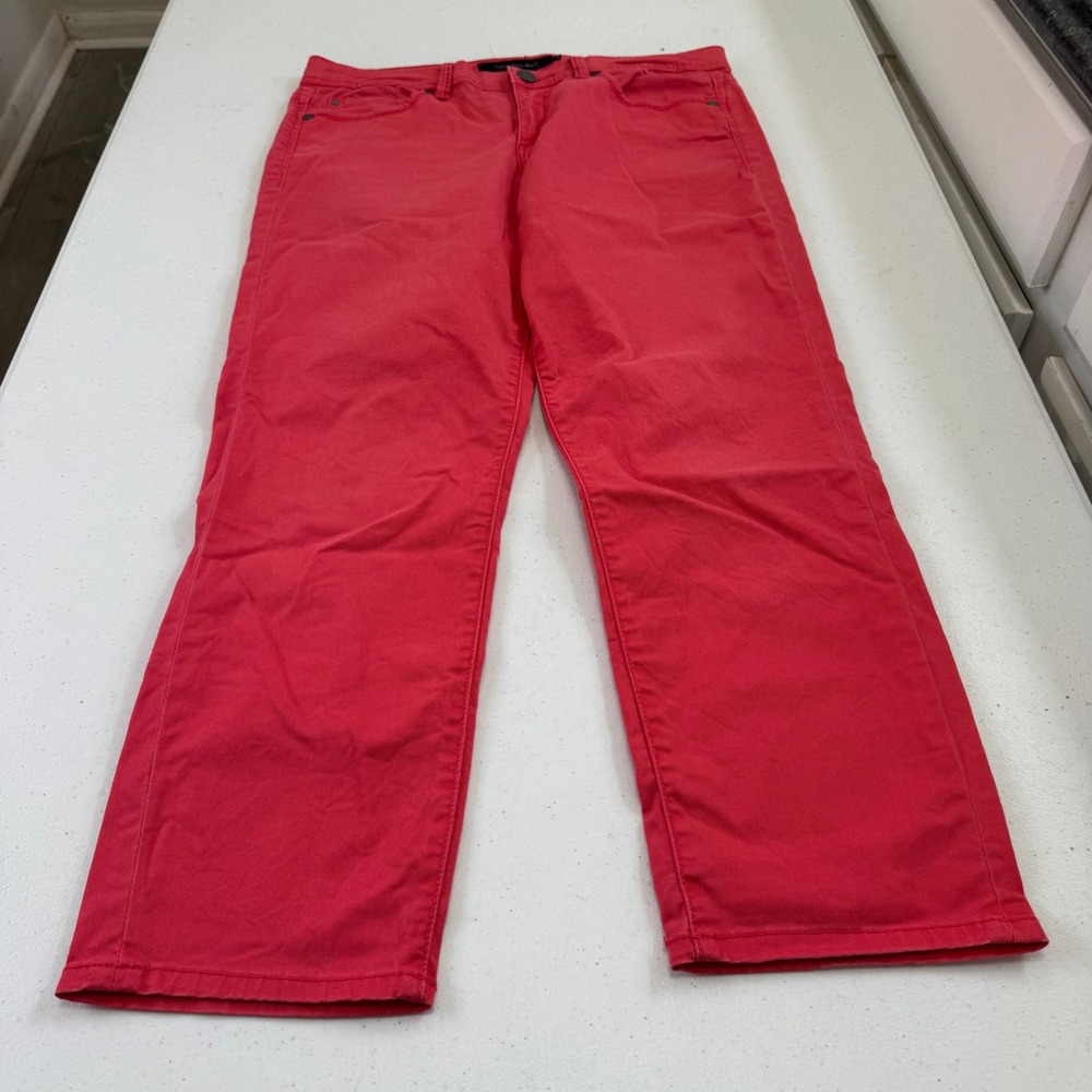 Calvin Klein Jeans Womens Skinny Crop Pants Coral Red Size 10 Mid Rise Stretch